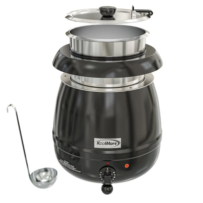 11.5 Qt. Round Countertop Black Stainless-Steel Food / Soup Kettle