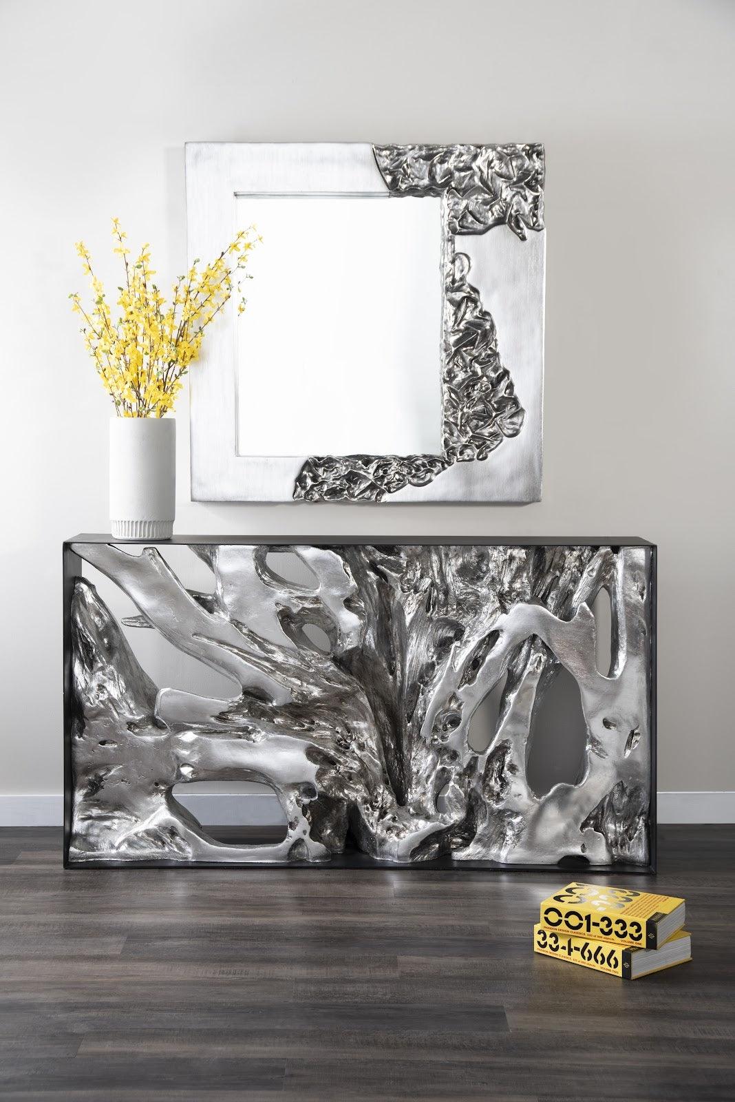 Cast Root Silver Framed Small Console Table