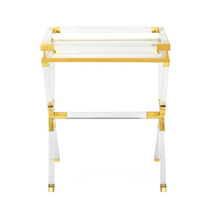 Jacques Tray Table, Clear/Brass