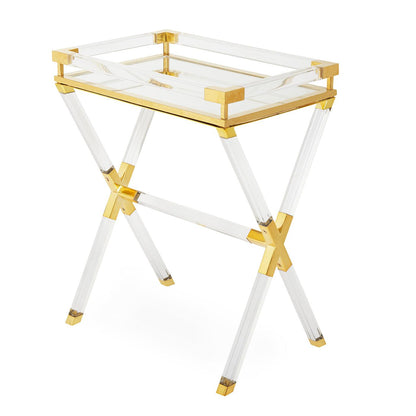 Jacques Tray Table, Clear/Brass