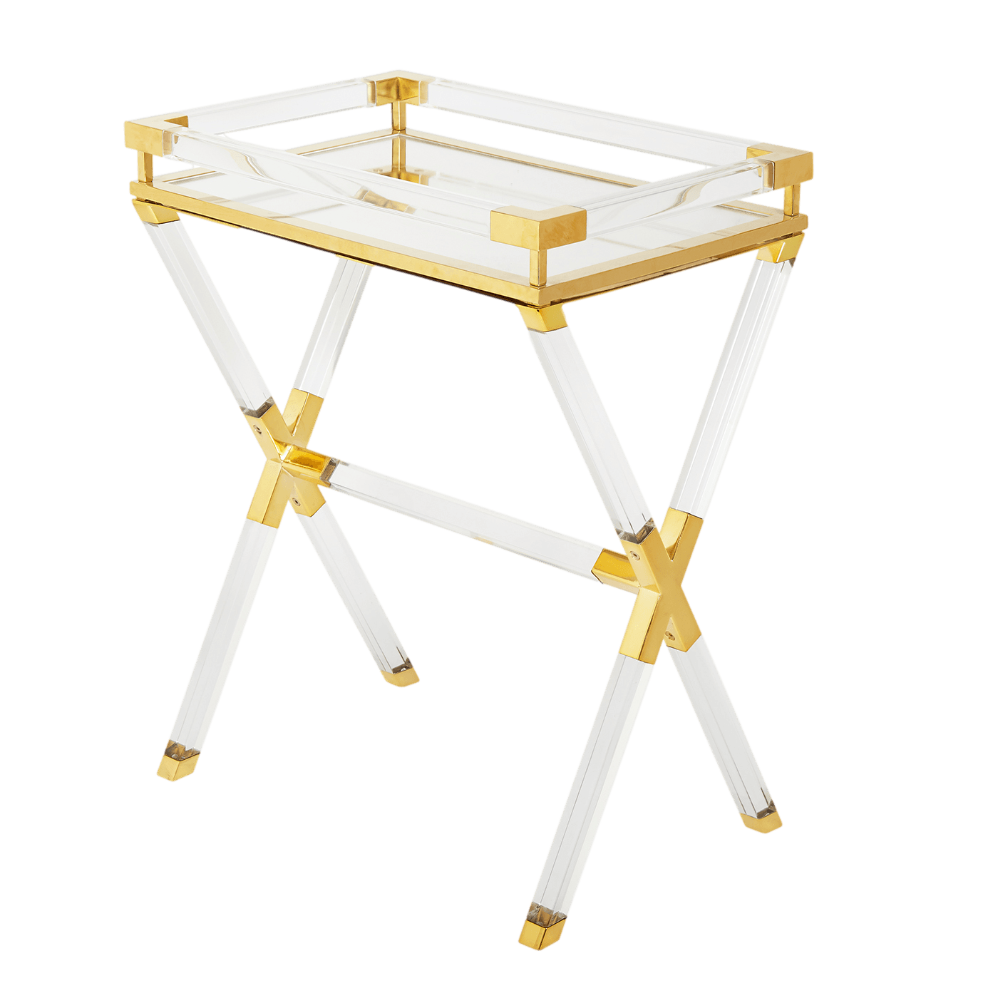 Jacques Tray Table, Clear/Brass