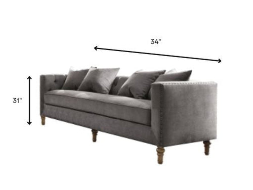 34inches X 84inches X 31inches Gray Velvet Upholstery Sofa w4 PillowsFurnitureJadefurniture, homeroots1831.51furniture, homerootsFurniture34inches X 84inches X 31inches Gray Velvet Upholstery Sofa w4 Pillows34inches X 84inches X 31inches Gray Velvet Upholstery Sofa w4 Pillows - Premium Furniture from Jade - Just CHF 1831.51! Shop now at Maria Bitonti Home Decor