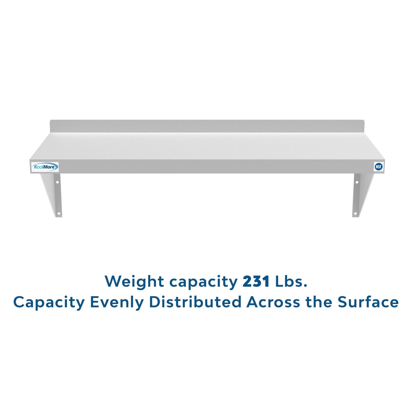 12" x 36" 18-Gauge Stainless-Steel Heavy Duty Wall Shelf, WMSH-1236. -