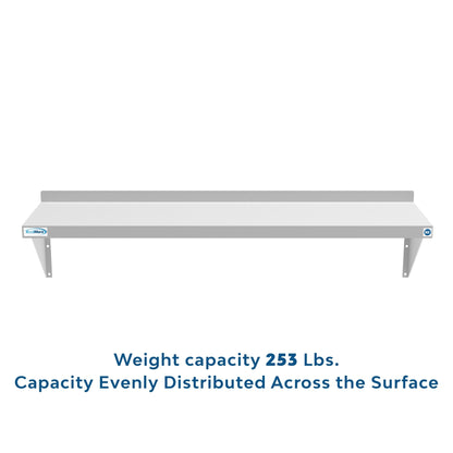 12" x 48" 18-Gauge Stainless-Steel Heavy Duty Wall Shelf, WMSH-1248. -