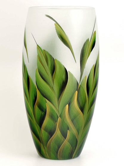 Handpainted Glass Vase for Flowers | Painted Art Glass Tropical Vase |