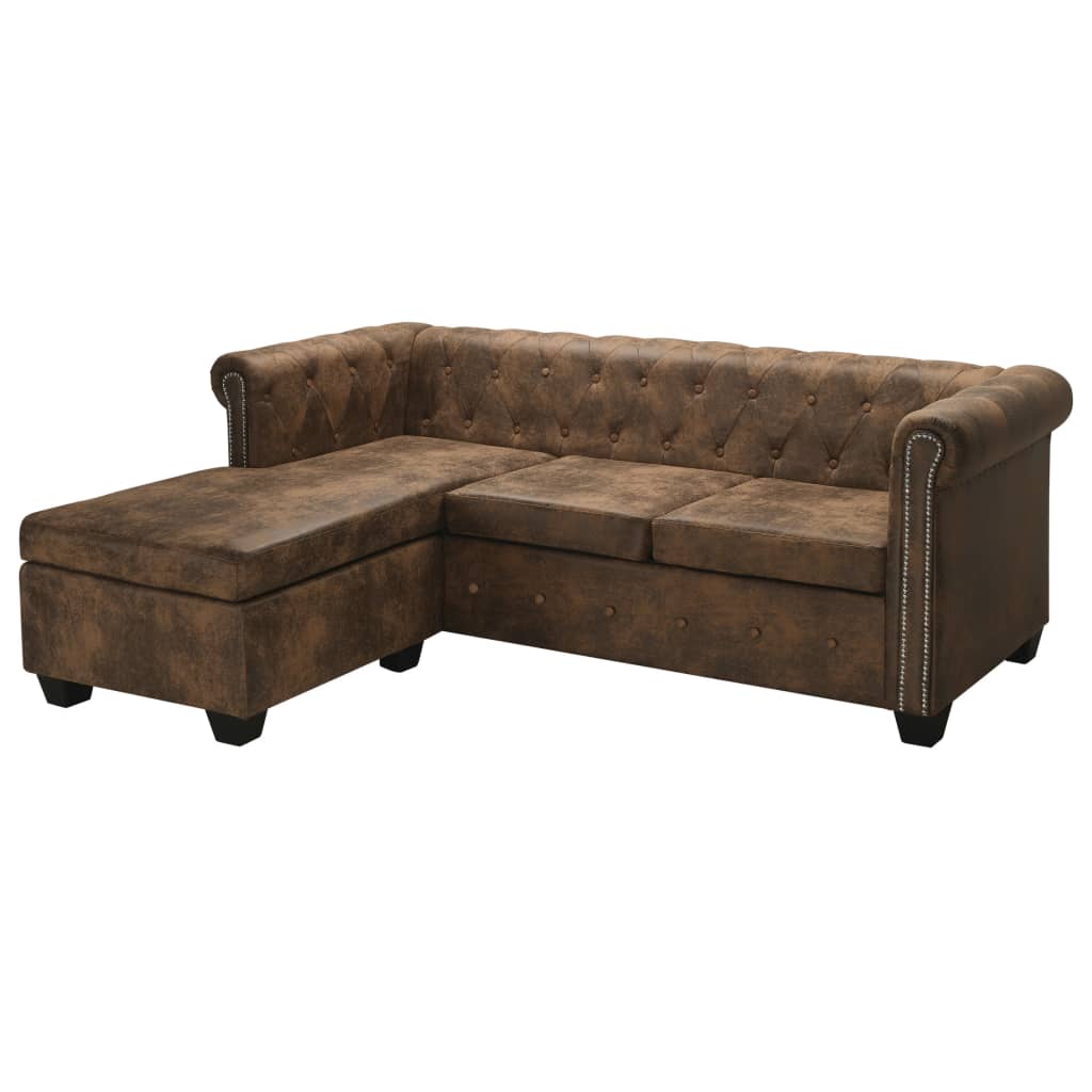 L-shaped Chesterfield Sofa Artificial Leather BrownHome & GardenEmerald Ares0563.010Home & GardenL-shaped Chesterfield Sofa Artificial Leather BrownL-shaped Chesterfield Sofa Artificial Leather Brown - Premium Home & Garden from Emerald Ares - Just CHF 563.01! Shop now at Maria Bitonti Home Decor