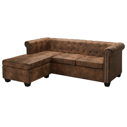 L-shaped Chesterfield Sofa Artificial Leather BrownHome & GardenEmerald Ares0563.010Home & GardenL-shaped Chesterfield Sofa Artificial Leather BrownL-shaped Chesterfield Sofa Artificial Leather Brown - Premium Home & Garden from Emerald Ares - Just CHF 563.01! Shop now at Maria Bitonti Home Decor