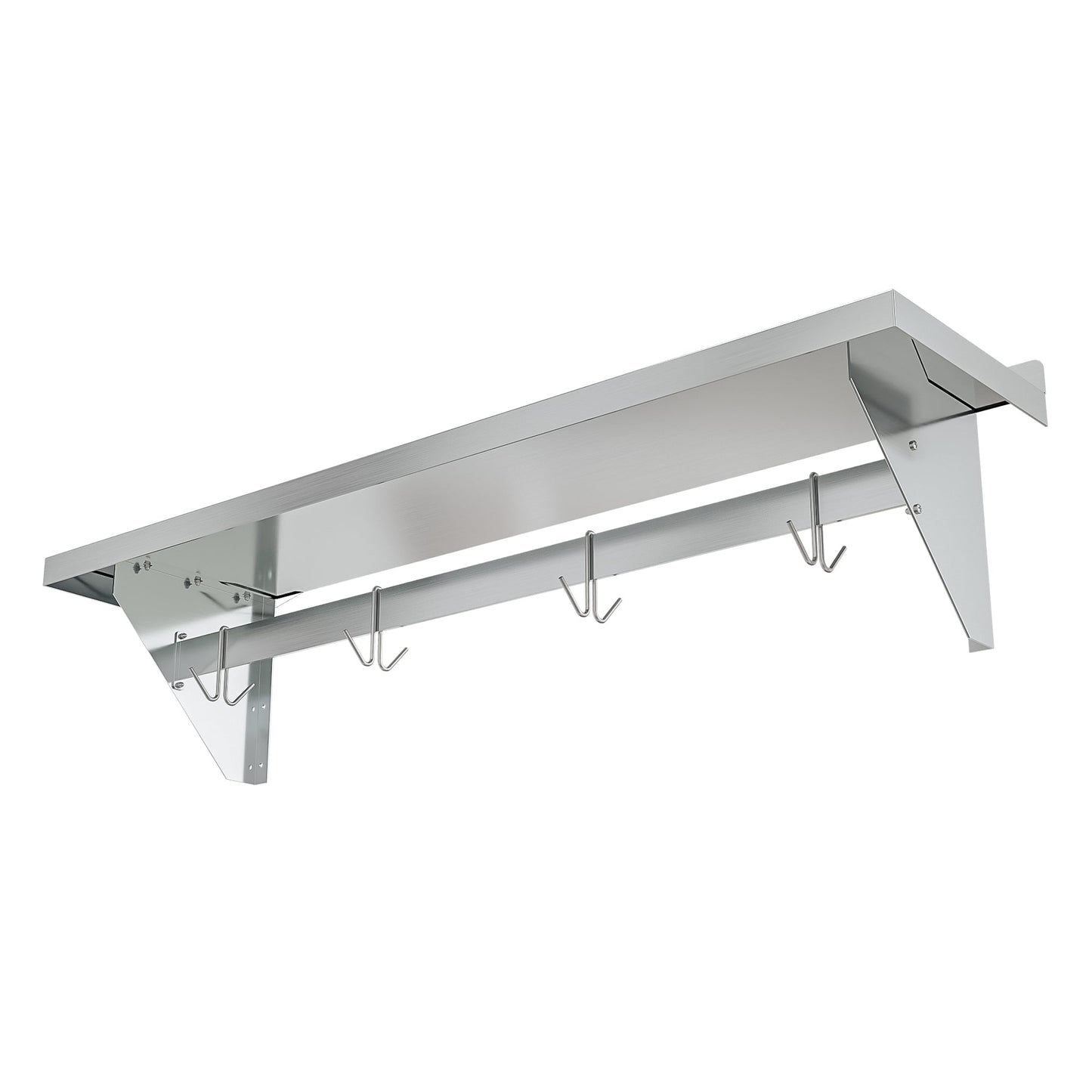 12" x 48" 18-Gauge Stainless-Steel Heavy Duty Wall Shelf with Pot