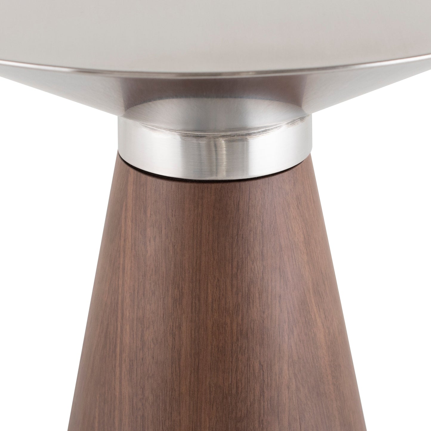 Iris Side Table-Stainless Top/Walnut