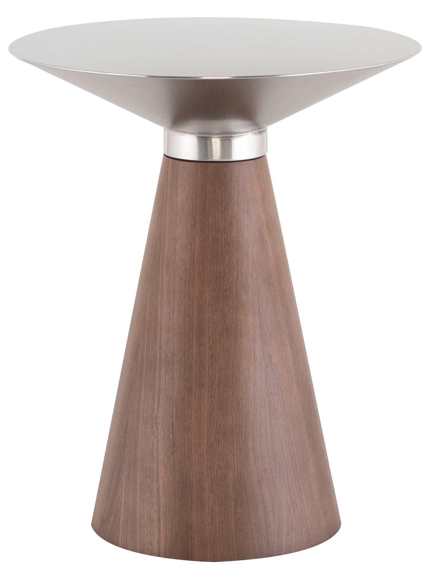 Iris Side Table-Stainless Top/Walnut