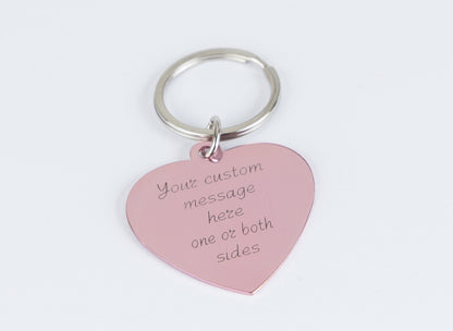 Personalized engraved pink heart keychain Custom gift girlfriend BFF