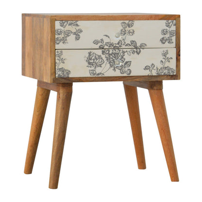 Black Floral Screen Printed Bedside