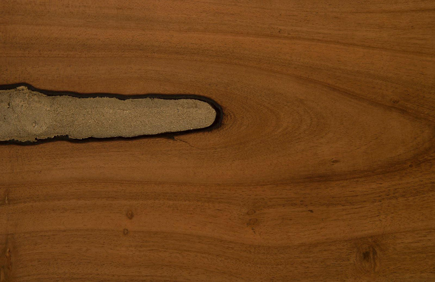 Molten Coffee Table Poured Brass in Wood Brass Legs, SM