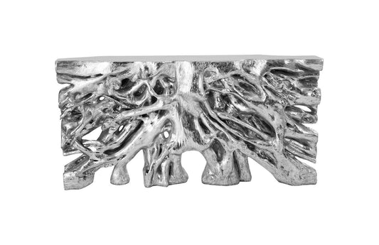 Square Root Console Table Silver Leaf