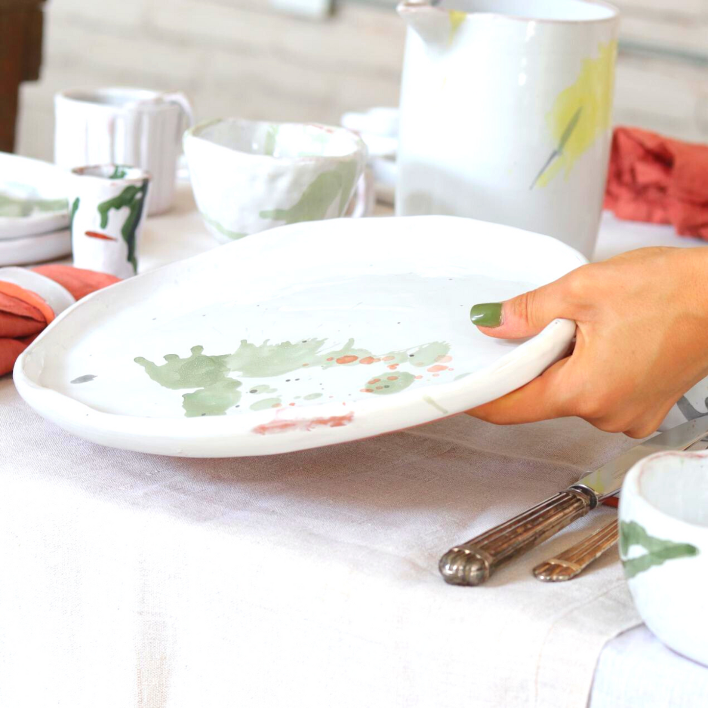 Ceramic Handmade Dinnerplate in a Watercolour Aesthetic