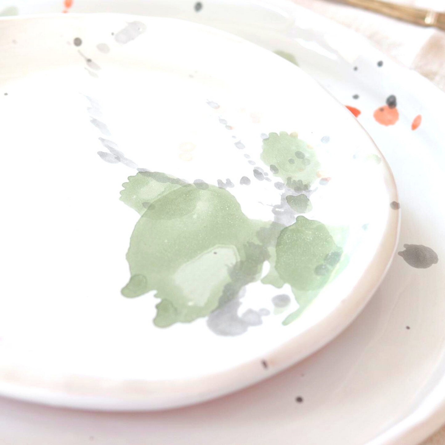 Ceramic Handmade Salad Plate in a Watercolour Aesthetic