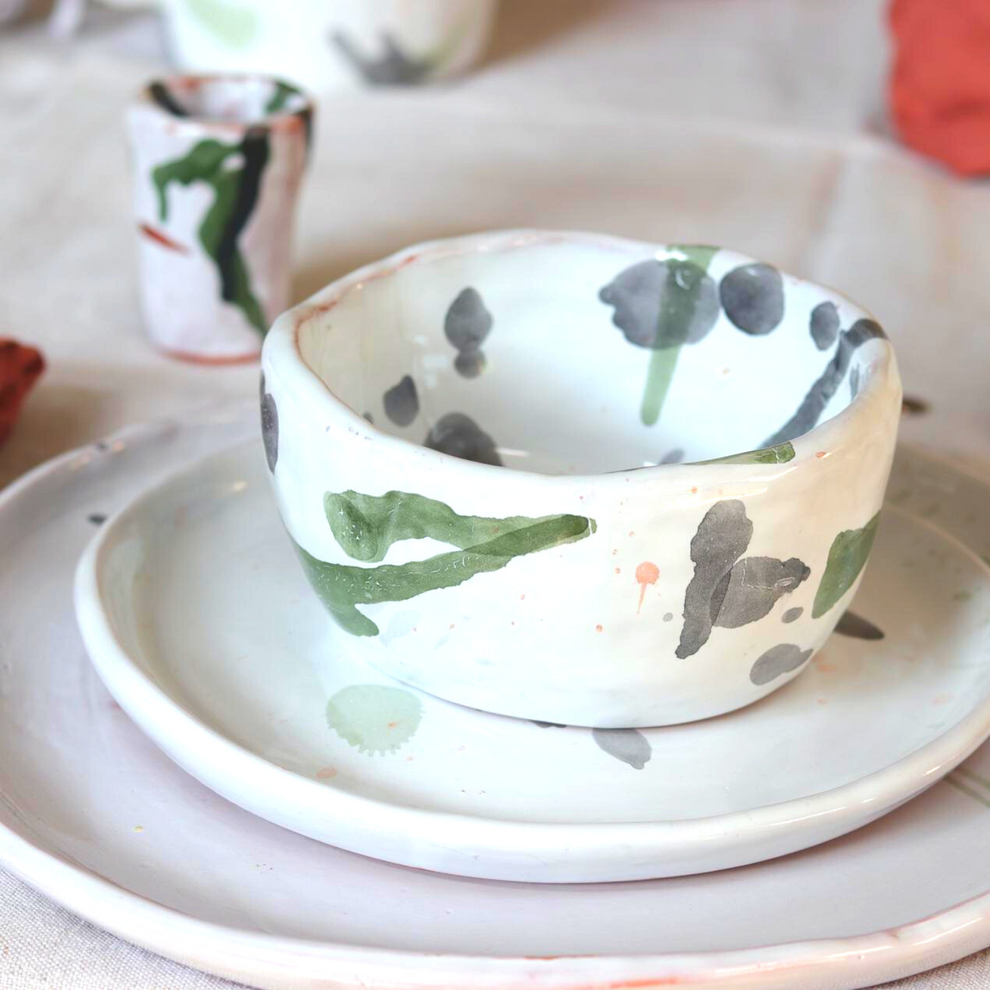 Ceramic Handmade Soup Bowl in a Watercolour Aesthetic