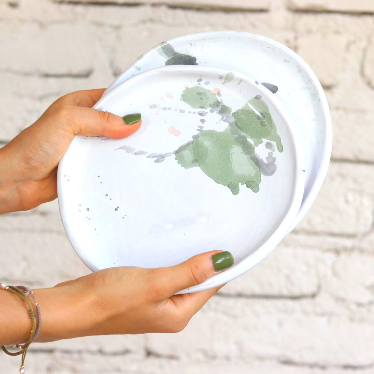 Ceramic Handmade Salad Plate in a Watercolour Aesthetic