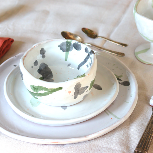 Ceramic Handmade Soup Bowl in a Watercolour Aesthetic