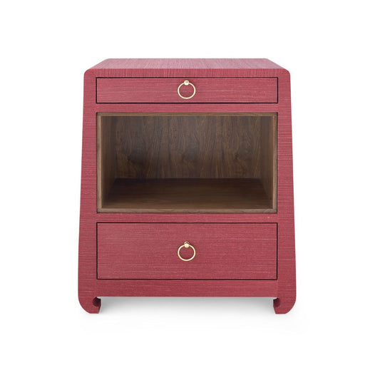 Ming 2-Drawer Side Table, Red